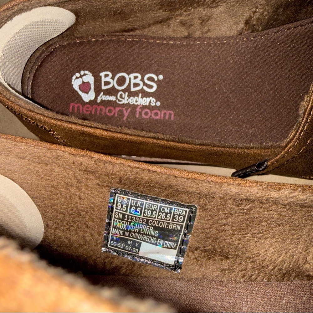BOBS Skechers Brown Flat Slip-Ons Memory Foam Women’s Comfort Shoes, US Size 9.5 - Picture 12 of 13